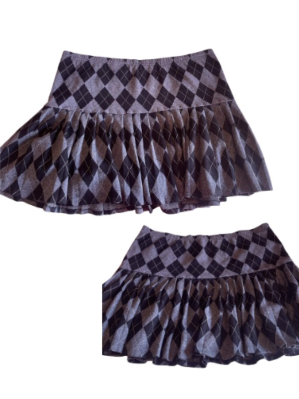 ﾒ૦ﾒ૦💋 Vintage~Tartan~Grey and Black~Pleated Skirt W 2X ﾒ૦ﾒ૦💋